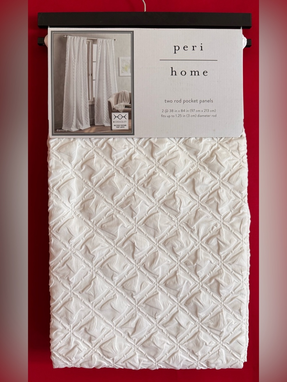 NWT- Peri Home White Textured Two-Paneled Curtain Set